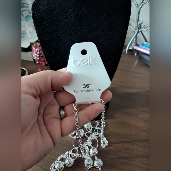 Belk Silver Sweater Necklace hypoallergenic jewelry - Picture 3 of 6